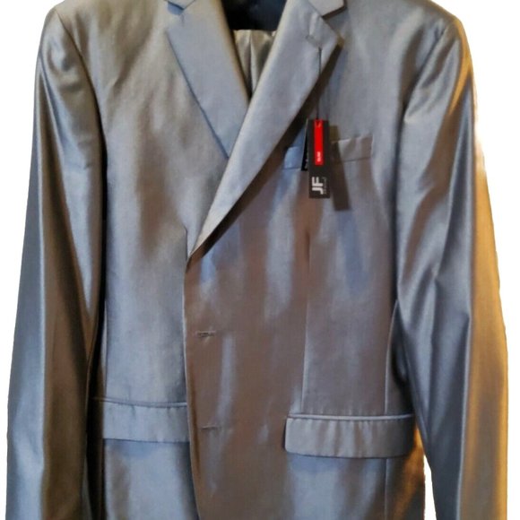 JFerrar Designer Mens 2 Piece Suit Sliver Luster Pattern...